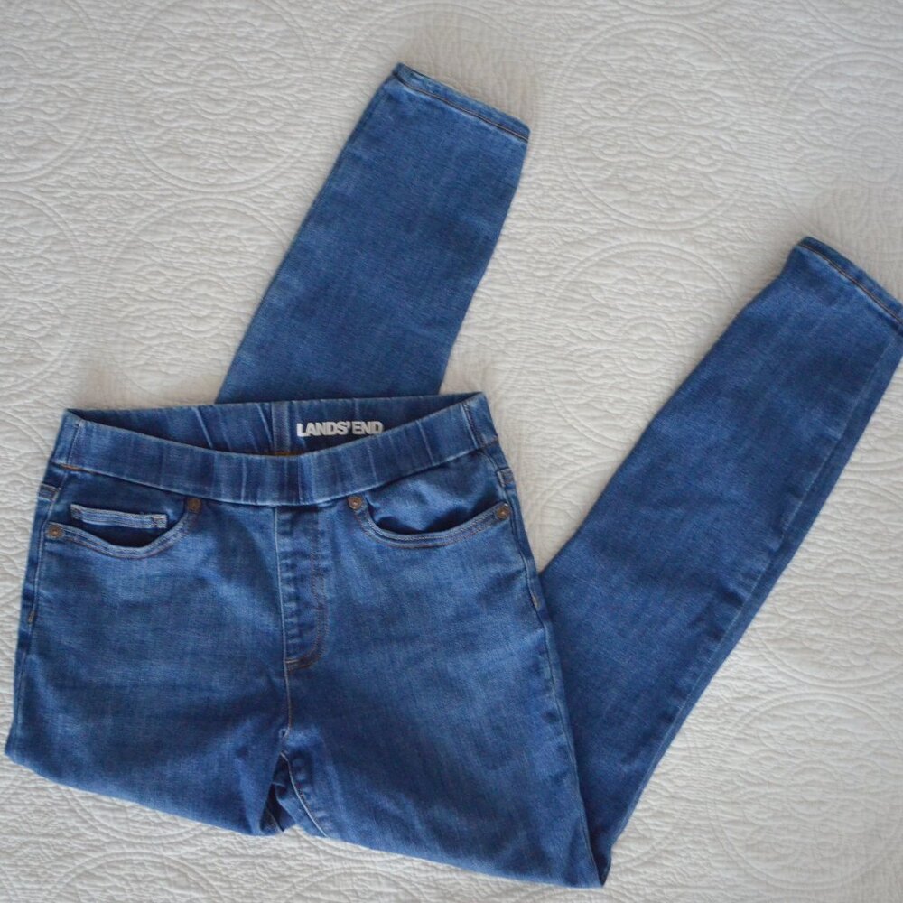 Women's Lands' End Elastic Waist Skinny Jeans Size 6 Petite